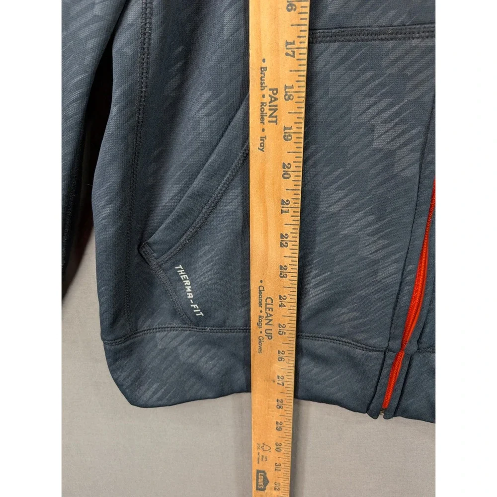 Nike Mens Therma-Fit Full Zip Hoodie Gray Orange Geometric Pattern Size M